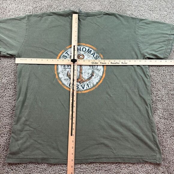 St Thomas Shirt Mens Extra Large Green White Virgin Islans USVI Casual FLAW - Picture 6 of 12
